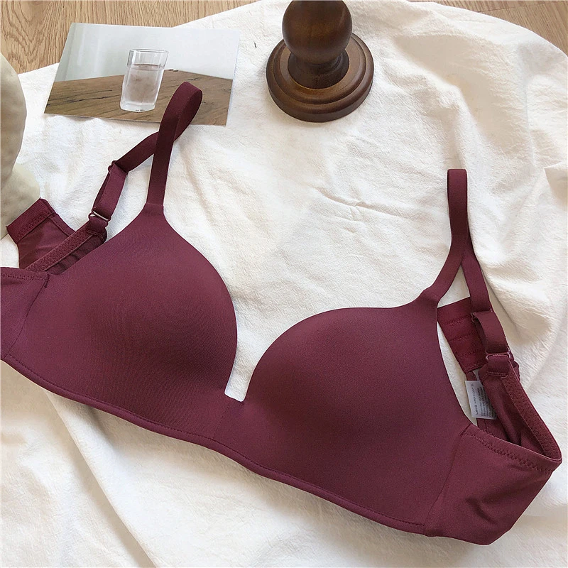 Ice Silk Bra For Women Comfort Wireless Gather Sexy Underwear For Women Push Up Simple Lingerie Seamless Brassiere Bralettle