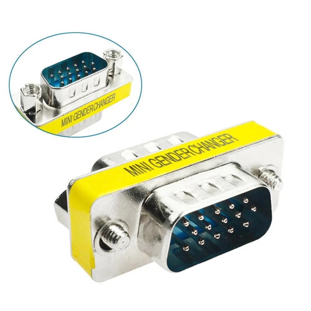VGA Cable Adapter 15 Pin D-Sub Male to Male Extender VGA MINI Gender Changer Connector for Monitor Projector