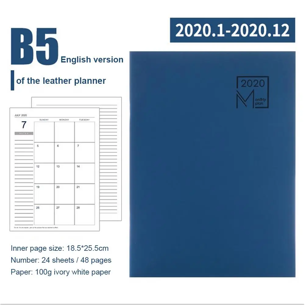 Месячный Планировщик-кожаный чехол 12 месячный планировщик 24 листов Дневник кожаный персональный ноутбук Ежедневник для планирования дня 7,27*10