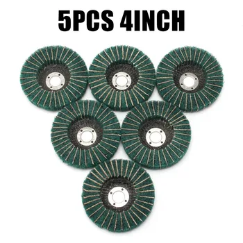 

5Pcs 4inch Nylon Fiber Flap Wheel Disc 100mm Abrasive Polishing Buffing Pads High Grinding Efficiency