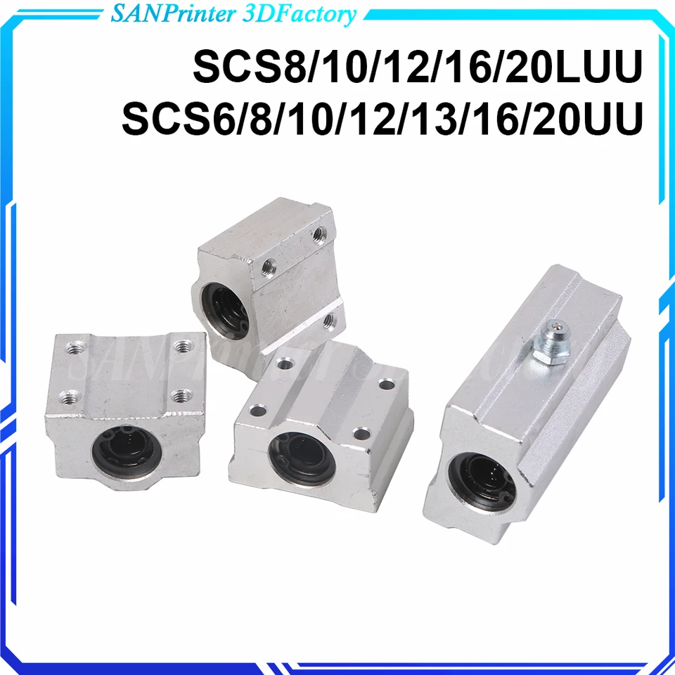 4pcs Linear Motion Ball Bearing Slide Block Bushing SC8UU SCS8UU SC10UU SCS12UU SCS16UU SC20UU Linear Shaft CNC 3D Printer Parts