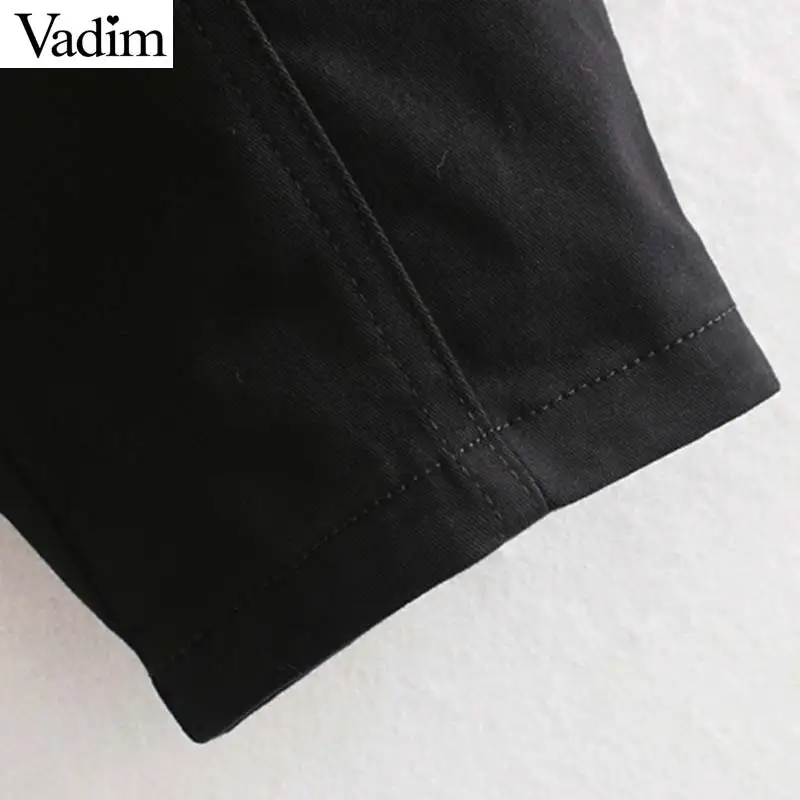Vadim женские базовые черные брюки на молнии, дизайнерские женские повседневные брюки с карманами, шикарные брюки длиной до щиколотки KB165