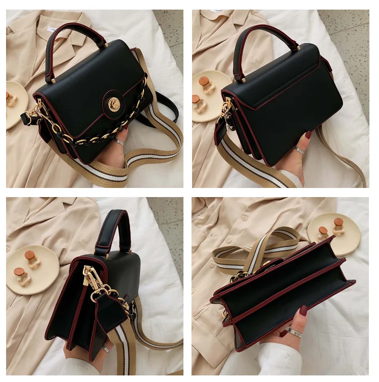 PU Leather Small Lock Flap Messenger Bags 2019 Luxury Vintage Handbags Retro Women Bags with Long Strap Black Satchel Tote Purse (9)