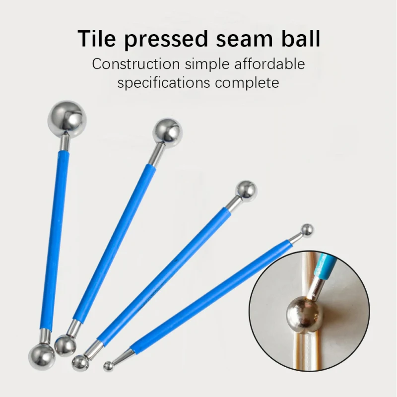 

New 4Pcs/Set Double Steel Tile Pressed Ball Stick Ceramic Floor Grout Repairing Stick Grout Glue Gap Scraping Construction Tools