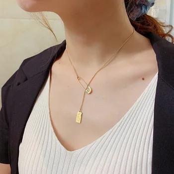 

Simple INS Normcore Style Clip Pendant Titanium Steel Does Not Fade Tassel Necklace Female Choker Non-mainstream High Grade Sens