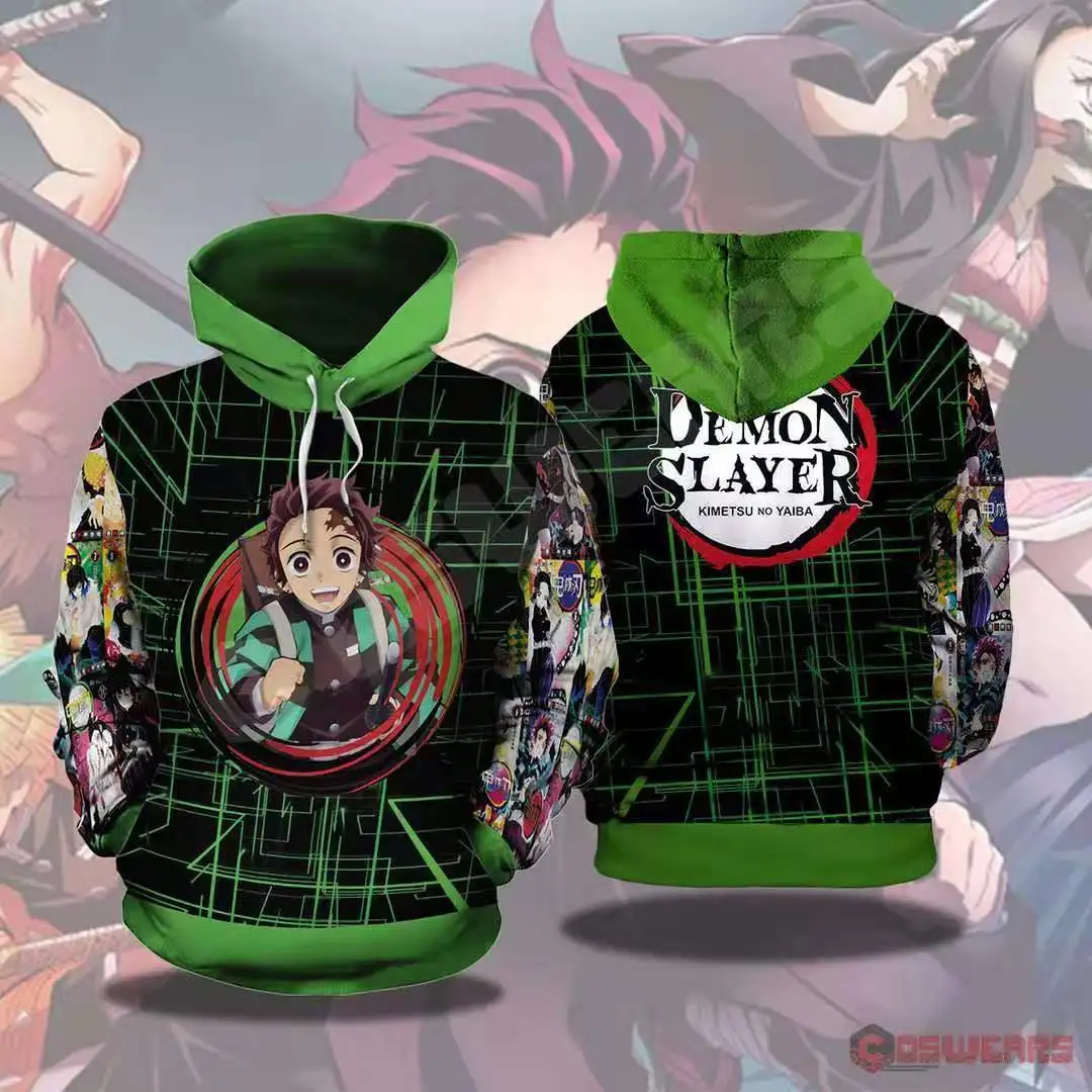 Лидер продаж мужская толстовка с капюшоном в стиле Харадзюку принтом Demon Slayer Kimetsu