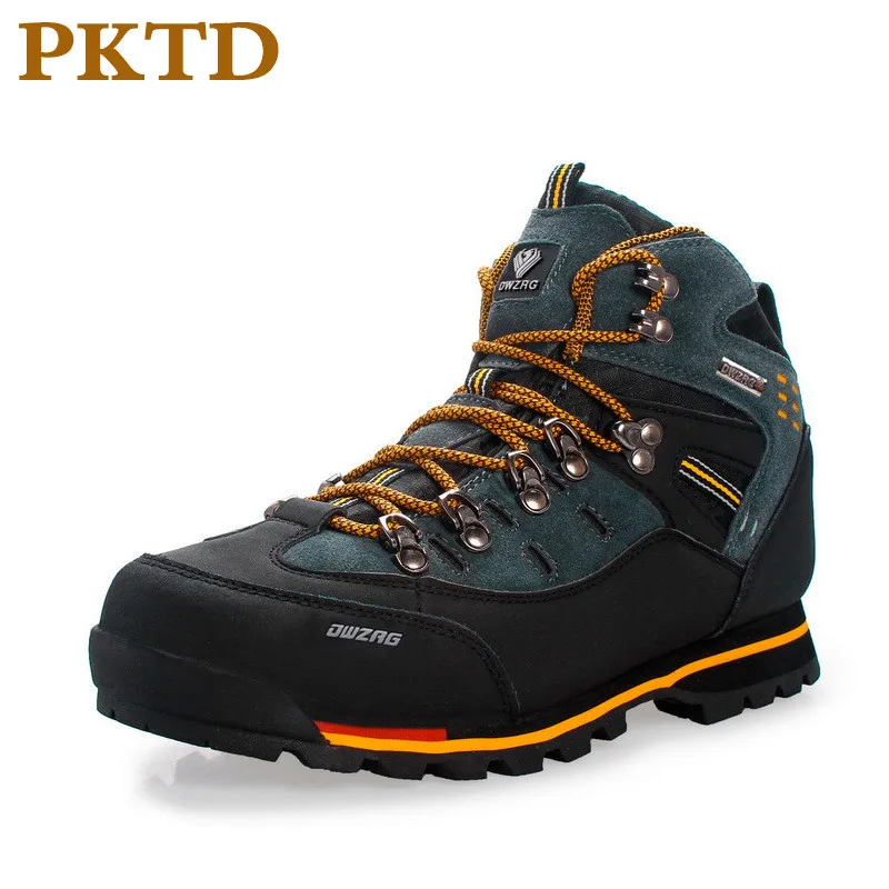 Men's high top hiking shoes outdoor leather waterproof sports shoes non