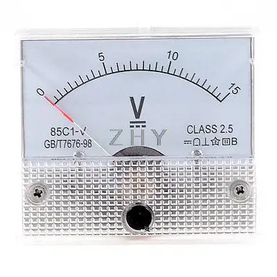 

85C1-V DC 0-15V Rectangle Analog Panel Volt Meter Voltmeter Gauge