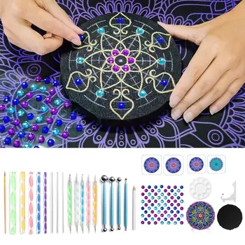 

27Pcs Mandala Dotting Tools Kit Stencil Painting Tools Stylus Paint Tray for Canvas Rocks Crafting Drafting Art Supplies