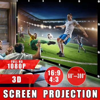 

60/77/100/120/136 Inch 16:9 Projector HD Screen Home Projection Manual Hanging Home Theater Movie Foldable audio-visual screen