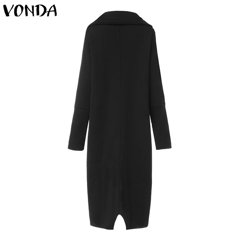 Promo  VONDA Autumn Hoody Dress Winter Coat Women Asymmetric Jackets Zippers Sweatshirt 2019 Casual Loose 
