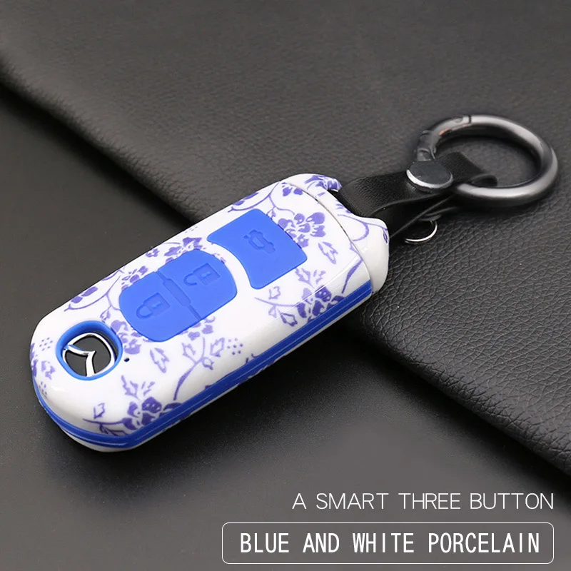 Подходит для Mazda Key Case CX-5 Atenza CX-4 Axela Sai Rui крыло автомобиля чехол для ключей пряжка - Название цвета: Синий