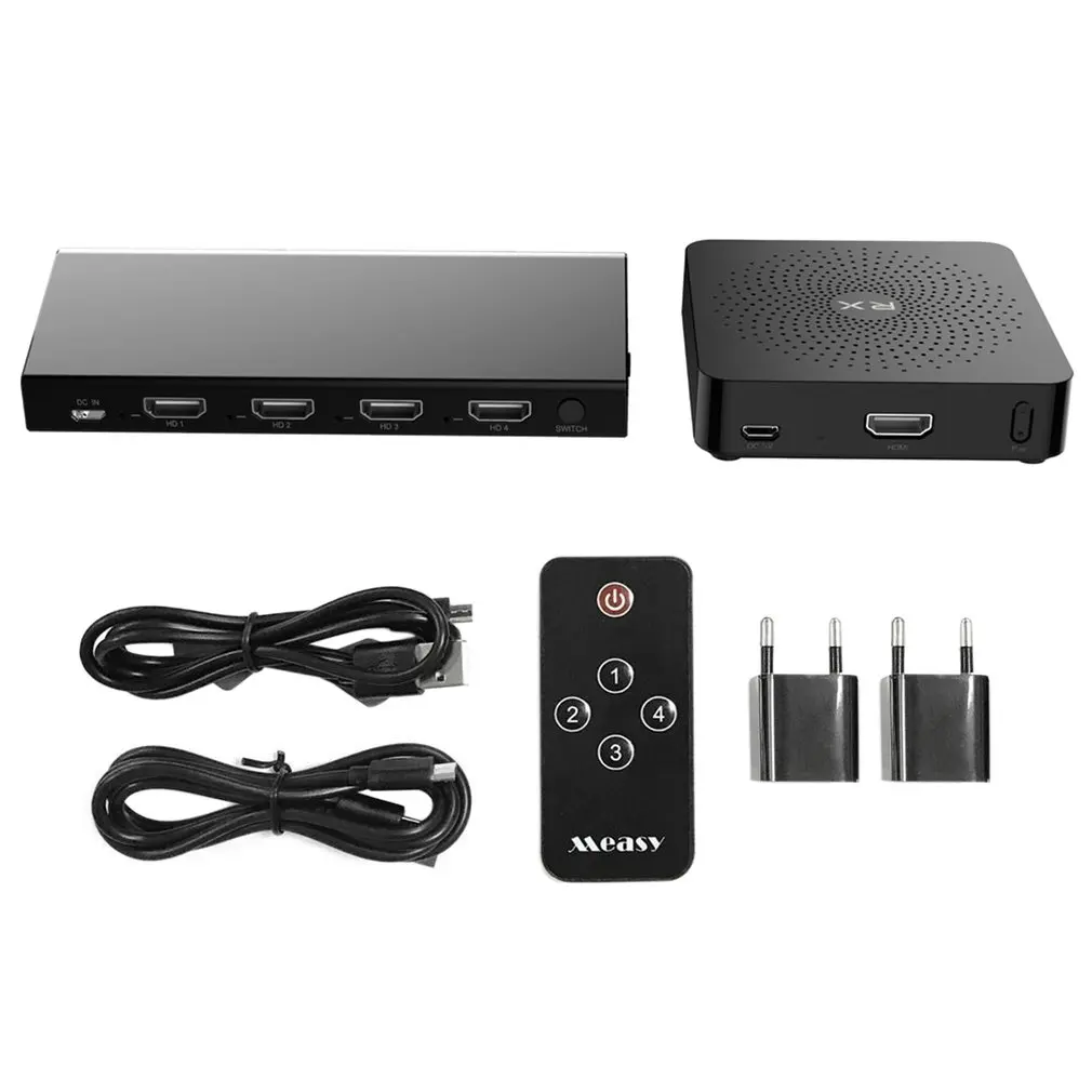 Measy Four Inputs Wireless HDMI Send Receive Box W2H 3D EU Plug/ US Plug For Game Playing Transmitter+ Receiver