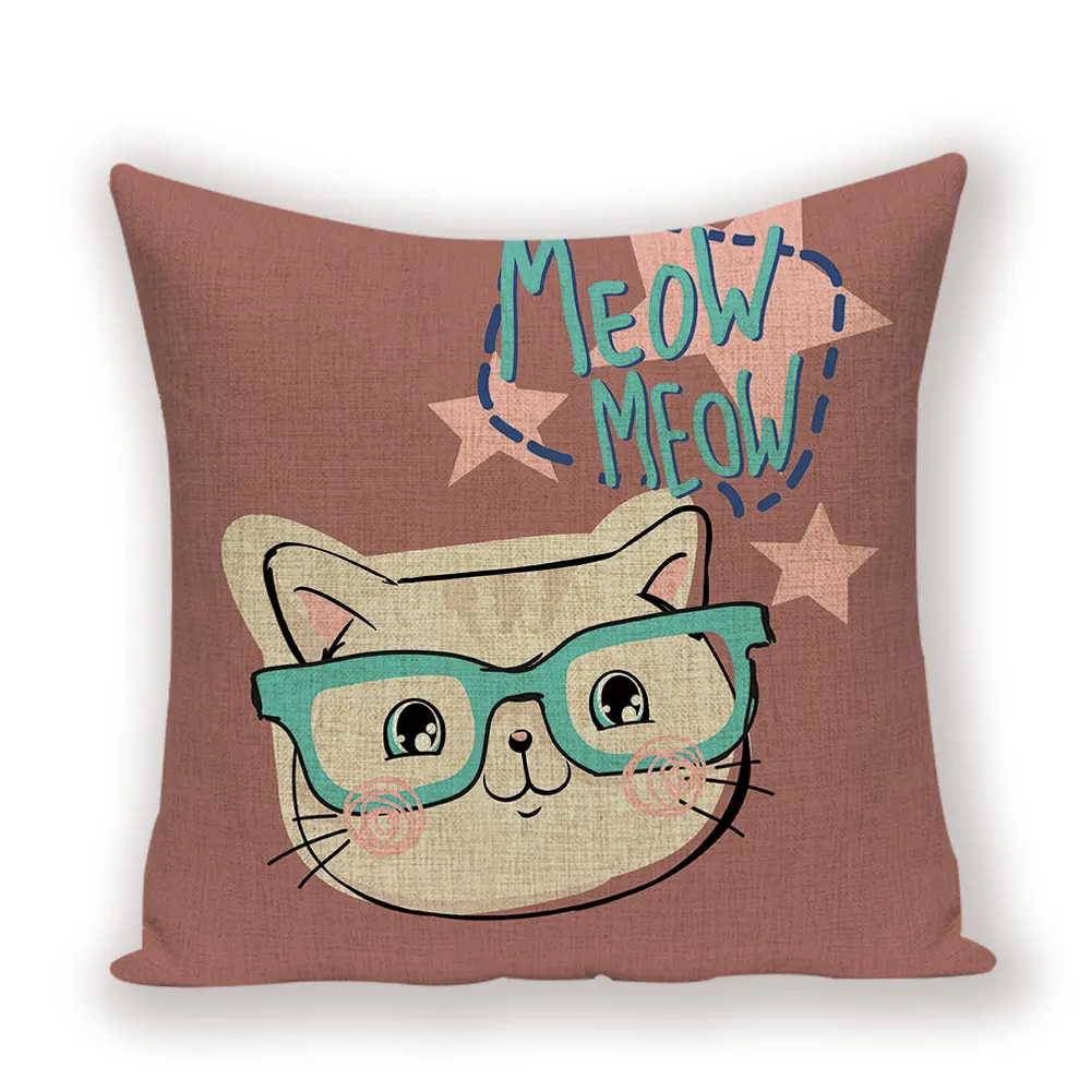 L1399-12 С рисунком кота из мультфильма, накидка для подушки, милый котенок декоративная наволочка Чехлы для подушек автомобиля размером 45*45 см белье Гостиная подушки Чехол Cojin - Цвет: L1399-12