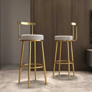 

Bar Chair Long Foot Bar Stool Nordic High Stool cafe dining chair Creative Iron Bar Stool Modern Light luxury Gold Chairs