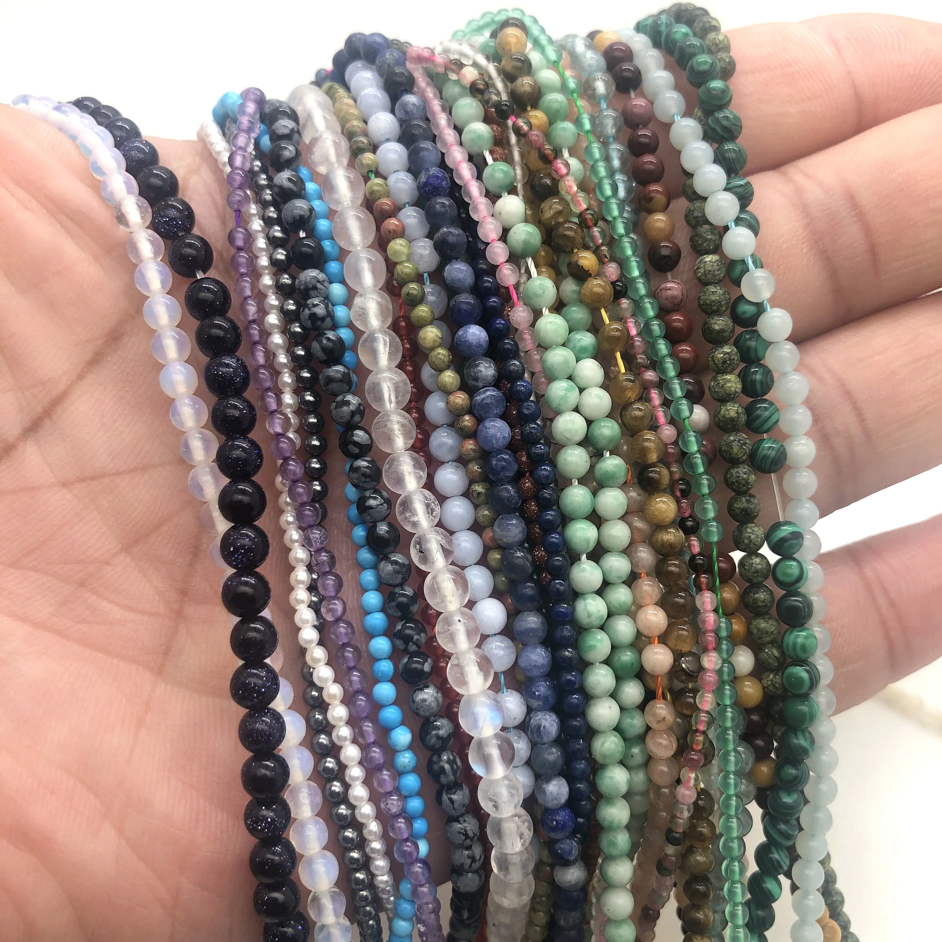 

Guarantee Natural Stone Round Loose beads Moonstone Amazonian Gold SandStone Lapis Gem DIY Jewelry Bracelet Necklace 2 3 4mm