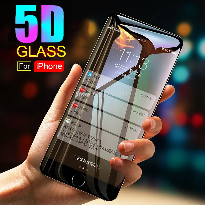 Высокое качество 5D изогнутый полный экран протектор для IPhone 6 6S 7 8 Plus X Xs Max XR 11 Pro 2019
