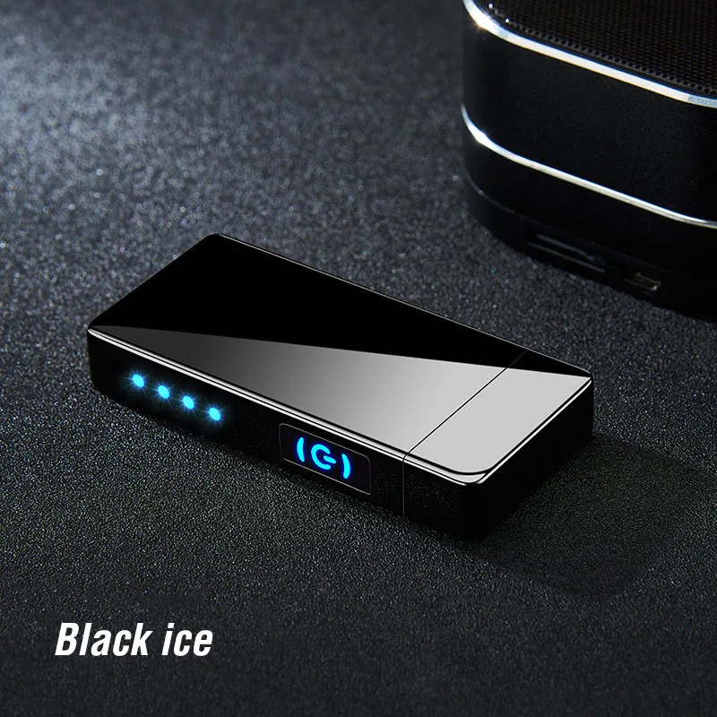 Ice Black Фирменная Новинка, двойная дуговая зажигалка, USB электрическая плазменная дуговая зажигалка, новинка, Пальчиковое зажигание, дымовые зажигалки, мужской подарок - Цвет: Ice Black