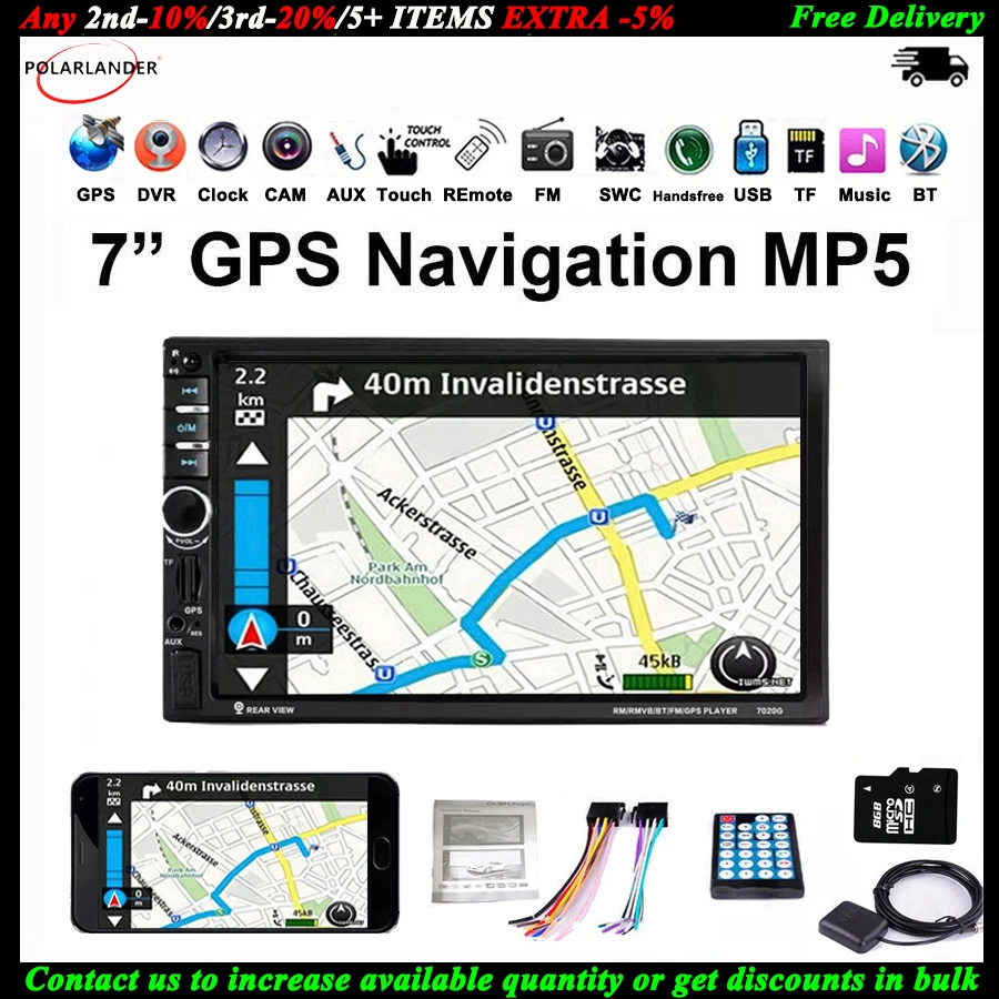 7'' GPS 2 Din Touch Screen Car Radio DVR