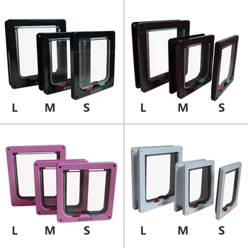 

S/M/L 4 Ways Lockable Dog Cat Door Security Flap Gate Pet Supplies Animal Pet Cat Cage door