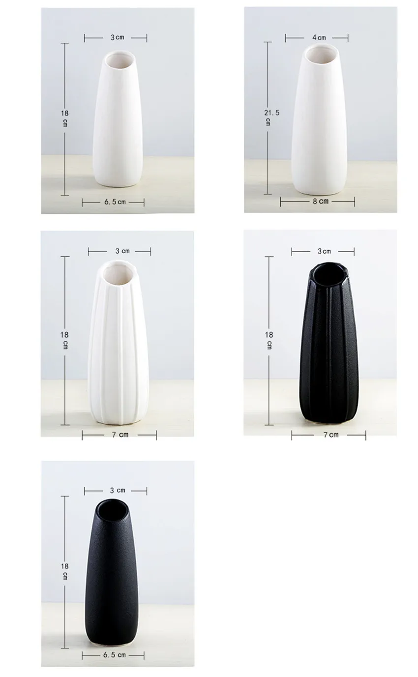 Европейский современный минималистичный керамический белый/чёрный Настольный ваза для цветов Модный цветочный горшок креативный свадебный подарок украшение дома