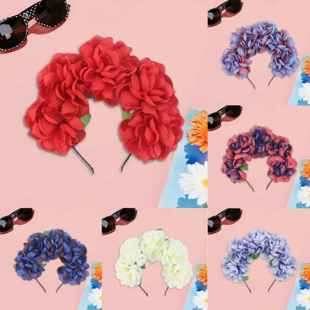 

Halloween headbands for women Adjustable Flower Headband Wreath Crown Beautiful Headdress Bohemia Wreath Hair Accessories