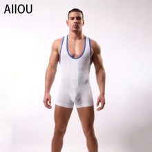 AIIOU Для мужчин комбинезоны плотно Body Shaper борцовское трико нательное белье боди эротичное мужское белье Sexy Gay Mens майка из джерсовой ткани детский комбинезон нижняя одежда