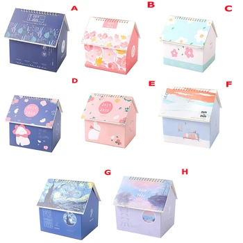 

1pc Starry Night Cartoon Animal Calendars Desktop Storage Box Creative Folding House Desk Calendar 2020