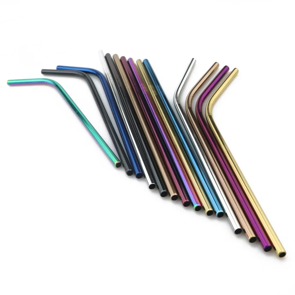 Premium Reusable Stainless Steel Drinking Straws with Cleaning Brush - Eco-Friendly Bar Accessory
