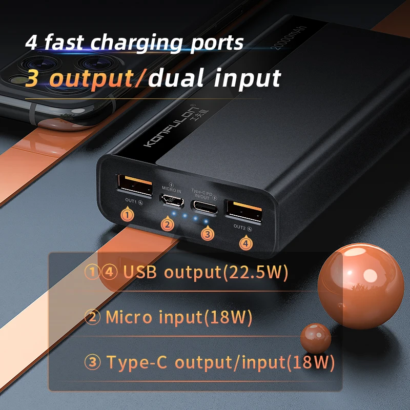 20000 мАч быстрой зарядки Power Bank 22 5 Вт блок питания для Vivo PD QC3.0 быстрое зарядное