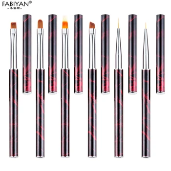 

6 Style Nail Art Gradient Liner Painting Drawing Pen 3D DIY Line Grid Flower Manicure Brush UV Gel Polish Tips Design Flat Round