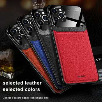 

Luxury Leather Case For iPhone 11 Pro Max Cases Leather Mirror Glass Shockproof Cover For Apple iPhone 6 7 8 Plus XR XS MAX Case