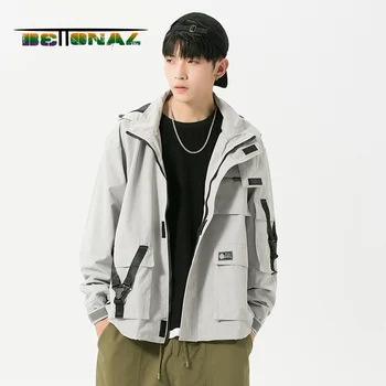 

2020 hoodies Multiple pockets Loose hip hop jacket men coats streetwear youth clothes male Autumn clothing Korea Japan Windproof
