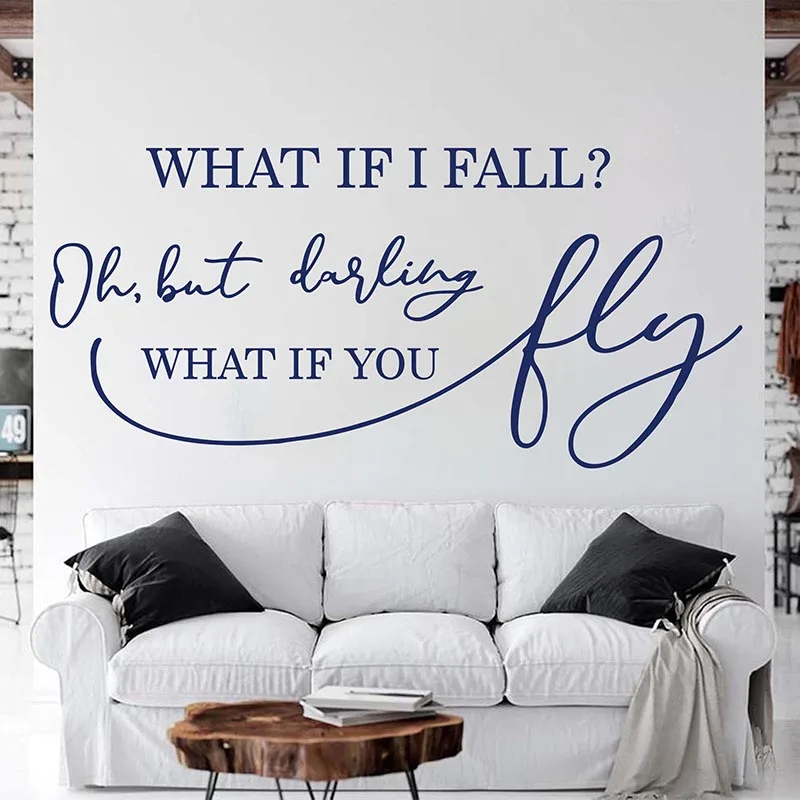 What If I Fall But What If You Fly Wall Sticker Nursery Kids Room Motivational Inspiral Quote Wall Decal Bedroom Vinyl Decor (3)