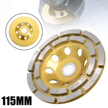 

1pc Diamond Coating Double Row Concrete Grinder Disc 115mm Diamond Bowl Cup Grinding Wheel Disc Granite Stone Ceramics Tools