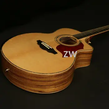 

Handmade Zuwei Top Quality 40in Solid Top Armest Electric Acoustic Guitar Zebra Backside Bone Nut