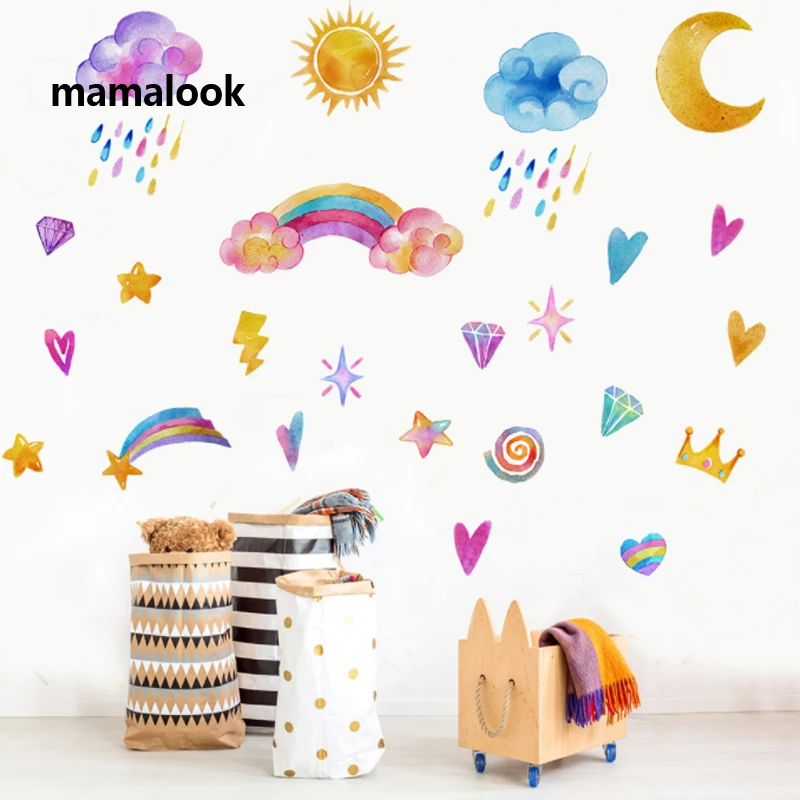 

New Rainbow Clouds Wall Stickers Living Room Bedroom Children's Room Kindergarten Decorative Stickers