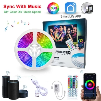 

Smart Wifi Music 5V LED Strip Lights USB TV Backlight Kit with Alexa Google Home 16 Color Changing 5050RGB LED Bias Lighting
