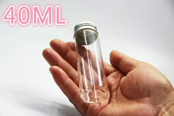 

50PCS 30*80mm 40ml Transparent Glass Spice Bottles Jars Terrarium with Silver Aluminum Lid Food Liquid Bottle Wedding Decor Gift