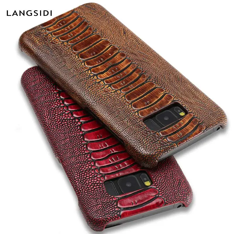 

ostrich Genuine Leather phone case for Samsung Galaxy Note 10 Note 10 Plus s10 S8 S9 S7 Plus A50 A70 A40 A10 A30 A8 A7 A9 2018