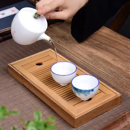 

1PC Bamboo Small Tea Tray Drainage Water Storage Tea Set Chinese Tea Culture Tea Cup Tools Set Storage Tray for Kitchen