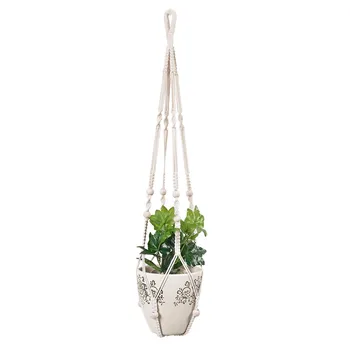 

Hanging Basket Plant Hangers Indoor Europe Hanging Planter Basket With Wood Beads 35 Inches Gardening Decorative