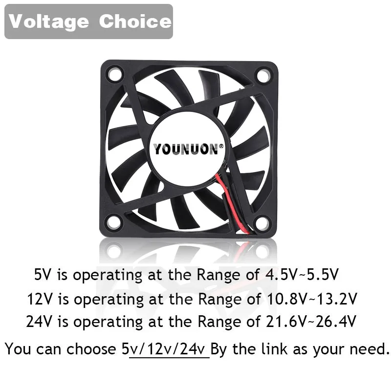 Ventilador Cooler dc sem Escova Peças 60 mm 5v 12v 24v 2pin Pinos 60x60x10 mm 6010 6cm para Computador pc Caixa de Refrigeração - Imagem 3
