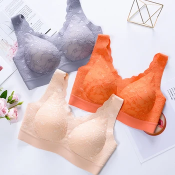 

Sexy Women Bras Seamless Push Up Brassiere Wirefree BH Bralette Lingerie Lace Vest Padded Plus Size Soft Sleeping Underwear #F