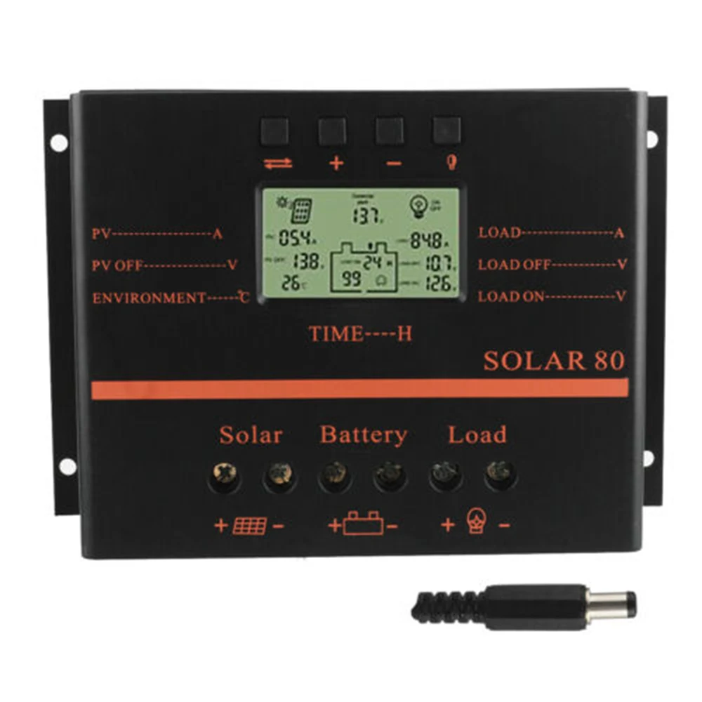 80A PWM Панели солнечные контроллер Батарея заряда Регулятор 12 V/24 V Авто Светодиодный фонарь с USB