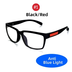 VIVIBEE Retro Matte TR90 Blue Light Blocking Square Eyeglasses (1 Black Red)
