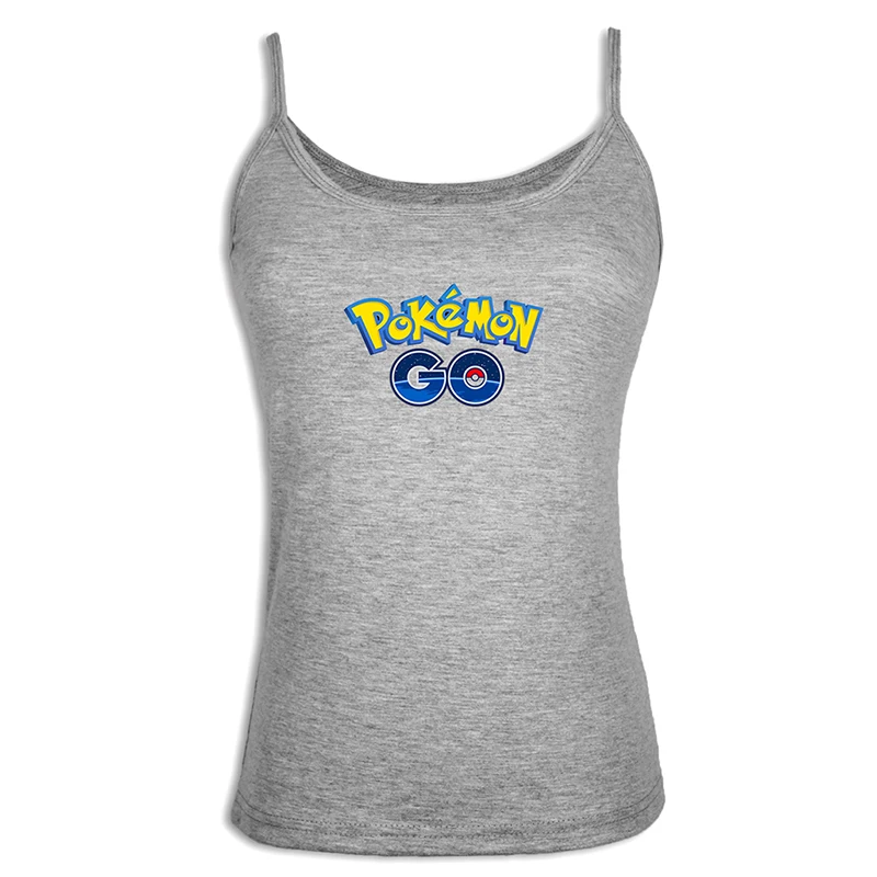 Pokemon Ash Ketchum Hat Logo Cartoon Pokemon Pikachu Pokeball Womens Ladies Sexy Vest Singlet Cotton Strappy Tank Tops