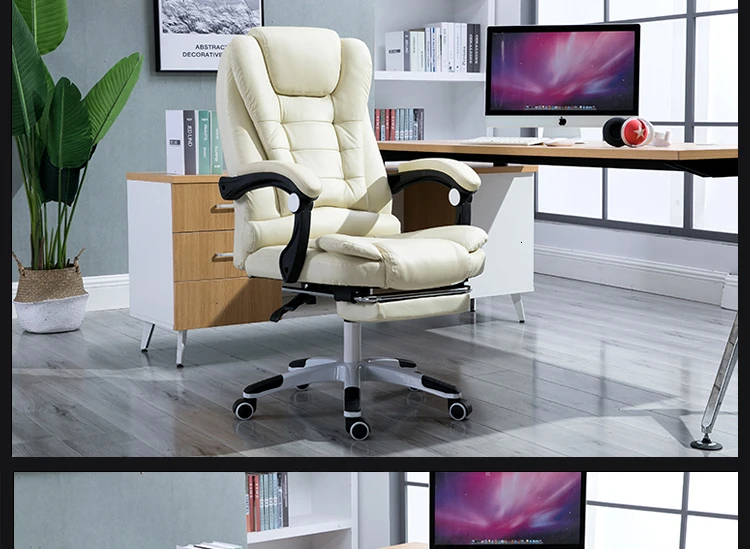 Work Office Gaming Swivel Ergonomic Leather Chair with Footrest Sadoun.com