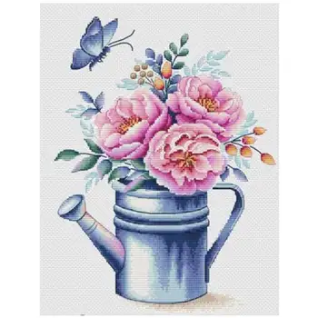 

Flower teapot patterns Counted Cross Stitch 11CT 14CT 18CT DIY Chinese Cross Stitch Kit Embroidery Needlework Sets
