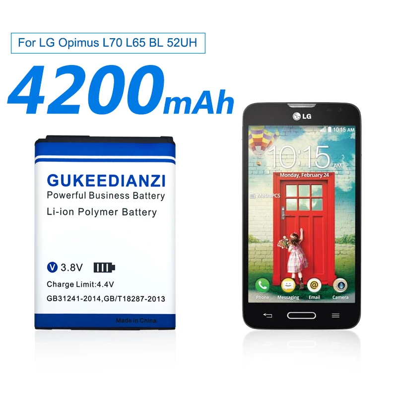 4200mAh New BL-52UH Smart Phone Battery For LG Opimus L70 D320 L65 D285 D280 D320N VS876 Rechargeable Lithium Polymer Batteries | Мобильные